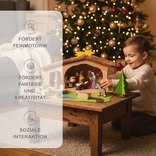 Weihnachtskrippe für Kinder aus Holz von Holzspielzeug Peitz