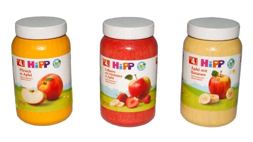 Kinderspielzeug Hipp Gläschen – lecker – als nützliches Spielküchenzubehör oder für den Kaufladen als Kaufladenzubehör