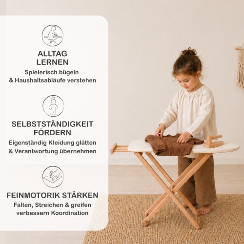 Kinder lernen Alltag und Feinmotorik mit Holz Bügelbrett