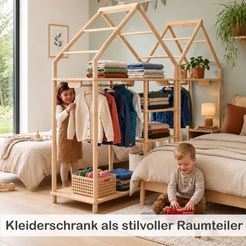Montessori Kleiderschrank als Raumteiler für Kinderzimmer
