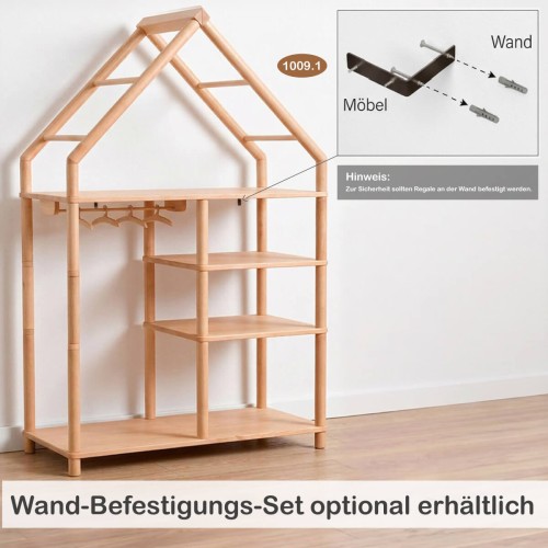 Montessori Kleiderschrank mit optionalem Wandbefestigungs-Set für mehr Sicherheit
