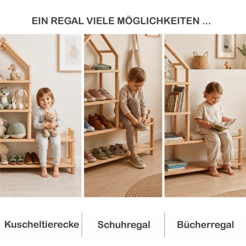 Schuhregal Kinder vielseitig nutzbar als Bücherregal, Kuschelecke und Schuhregal