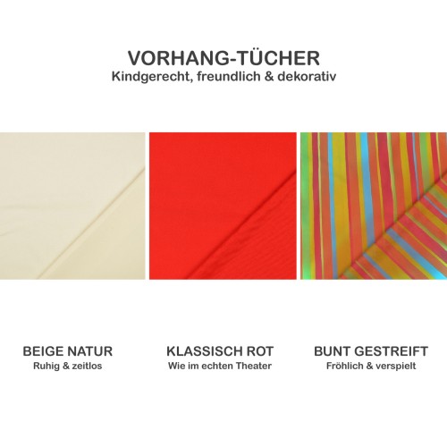 Vorhang Tücher - Auswahl - Beige, rot, bunt gestreift