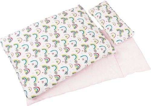 puppenbettzeug mit regenbogenmotiv von goki