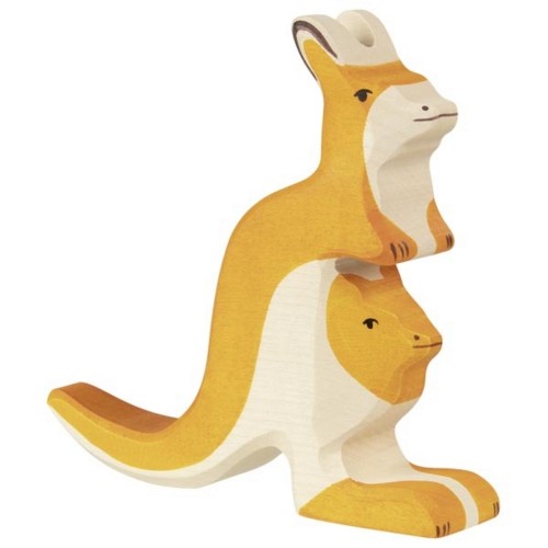 Arche Spielfiguren | Australien 1 Tier-Paket | Känguruh und Känguru mit Jungem | Holztiger