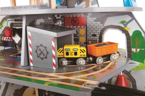 Stollen-Tunnel-Holzeisenbahn-Durchfahrt-Riesige-Bergmine-Bahnhof – Holz-Eisenbahn – Kinder-Holzspielzeug – ökologisch wertvoll – Montessori – Bio-Spielzeug – kreatives Kinderzimmer-Spielzeug-Nutzung mit anderem Hape Zubehör möglich-grenzenloser Spielspaß