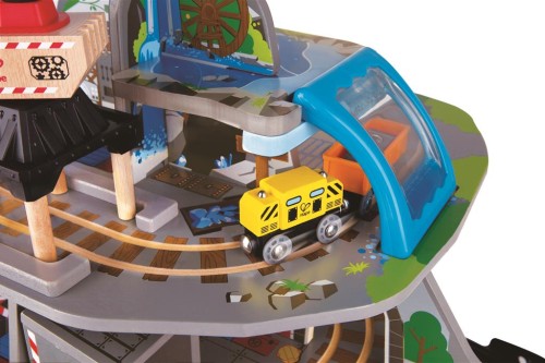 Wasserfall-Durchfahrt-Riesiege-Bergmine-Bahnhof – Holz-Eisenbahn – Kinder-Holzspielzeug – ökologisch wertvoll – Montessori – Bio-Spielzeug – kreatives Kinderzimmer-Spielzeug-flexibler Umbau möglich