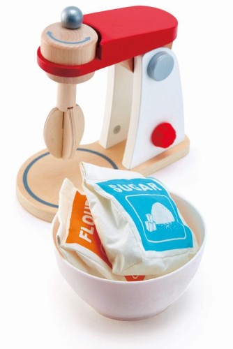Mixer Set aus Holz - 4-teilig - mit Schüssel, Mehl und Zucker