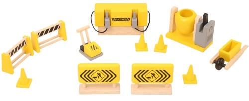 Baustellenzubehör – Baustellenfahrzeug - Holzspielzeug ökologisches Holz-Spielzeug – Bio-Holzspielzeug – Naturholz-Spielzeug