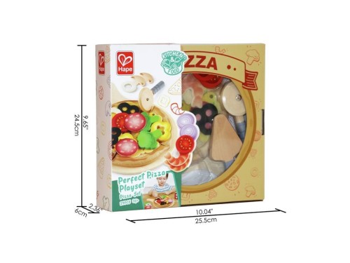 eingepackte Pizza aus Holz für Kinder