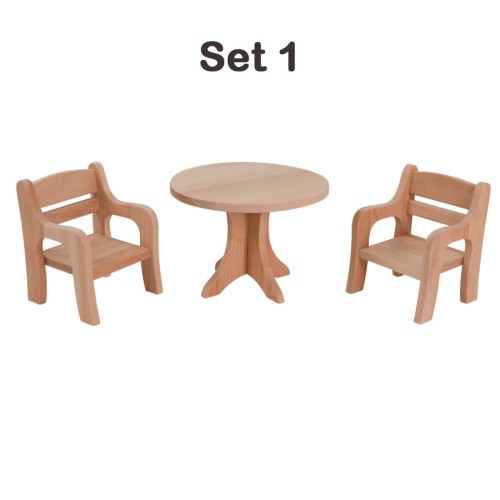 Preview: Set 1 - Natur - 2 Stühle + Tisch 