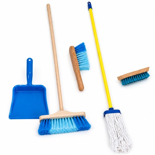 Zubehör für Kinder Putzwagen mit Besen, Mop, Handfeger, Schrubber und Kehrschaufel