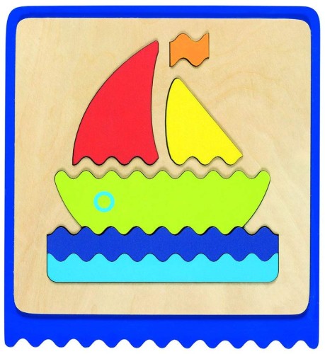Fühlpuzzle | 3 teilig | Haus - Schiff - Burg | Lernspielzeug | Goki