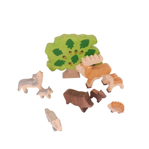 hochwertige liebevolle Wald-Tiere-Set-Hirsch,Kitz,Wildschwein, Eber, Frischling, Wolf, Welpe, Dachs, Igel,Holz-Spielfigur, Geschenk, Kindergeburtstag, Weihnachtsgeschenk