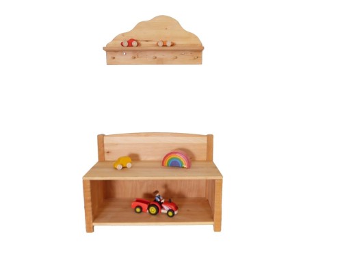optionale Kombination mit Kinder-Schuhschrank, Sitzbank - Wolke-Garderobe-Kleinkindergarderobe – für Kindergarten, Kinderzimmer, Flur,Eingang – pädagogisch wertvolles Holzspielzeug – ökologisch und gesundes Kinder-Spielzeug - Ordnung- Jacken - Mützen