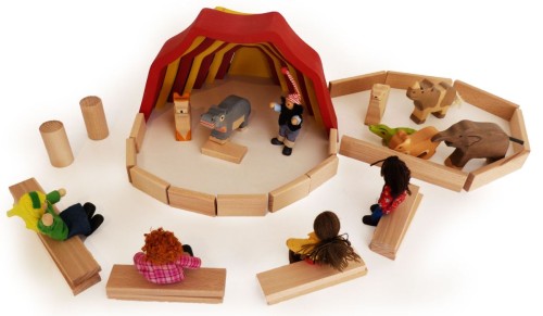 Bauklötze-ausziehbares Holz-zirkus-zelt-kinder-Puzzle