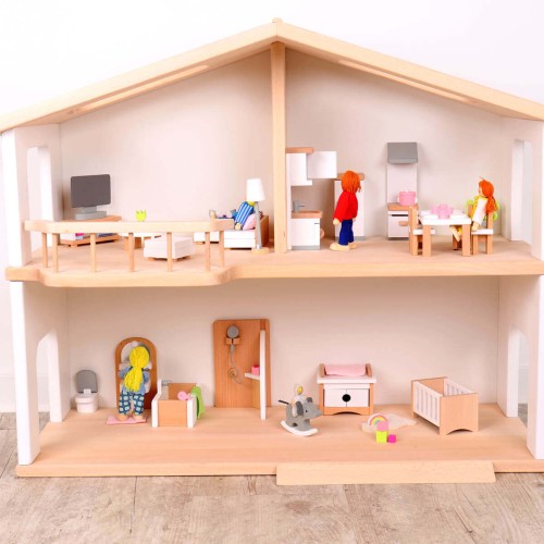 Babyzimmer Puppenmöbel Set mit Biegepuppe