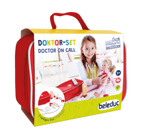 Beleduc Doktor-Set Verpackung mit Arztkoffer und medizinischem Spielzeug, für Kinder ab 3 Jahren, kindergartengeprüft