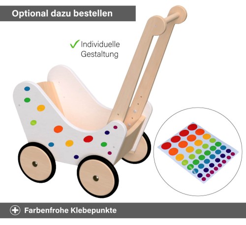 Lauflernwagen Puppenwagen bunte Klebepunkte