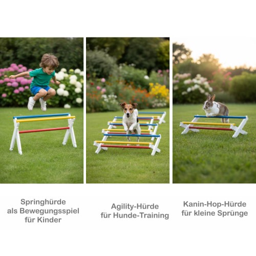 Multifunktionale Hindernis Hürde aus Holz – geeignet für Kinder-Parcours, Hunde-Agility und Kanin Hop