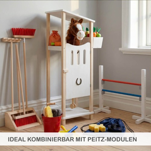 Erweiterungen für Hobby Horse Stall mit Putzset Futter und Hindernis