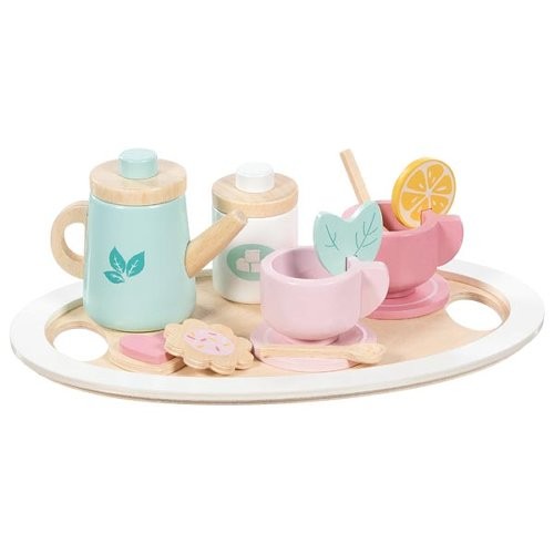 Tea Time Holz-Teeservice 10-teilig Gesamtansicht