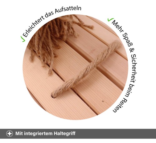 Holzpferd mit integriertem Haltegriff für mehr Spaß & Sicherheit beim Reiten