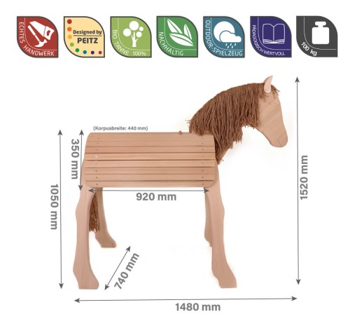 Holzpferd Abmessungen