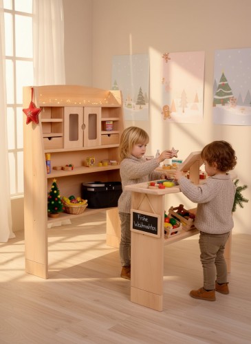 Weihnachtlich dekorierter Kaufladen Emma