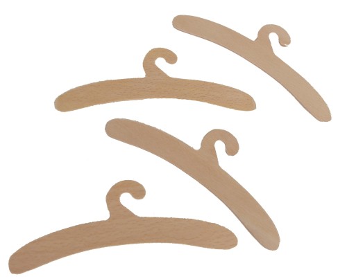 Puppen-Kleider-Bügel-Set | 4 Kleiderbügel aus Holz für Puppen