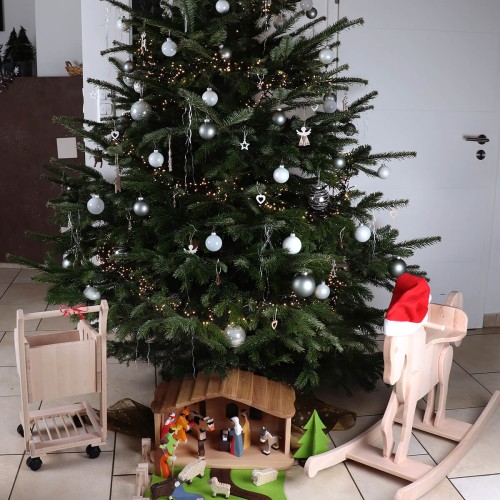 Kinder Einkaufswagen mit Schleife im Weihnachtslook