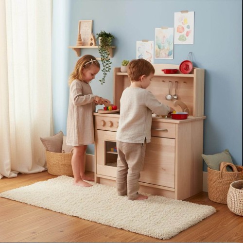 Kinderküche Rapunzel stehend in einem Montessori Waldorf Kinderzimmer
