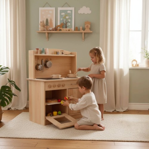 Rapunzel Kinderküche aus Massivholz in geölter Optik