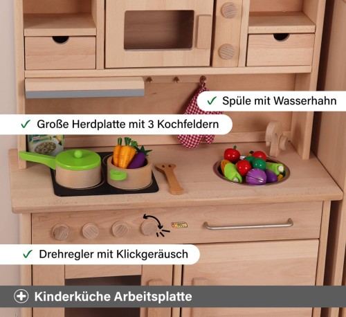 Kinderküche Set - Arbeitsfläche Kochfläche - Details