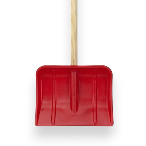 Roter Kinder-Schneeräumer aus Kunststoff mit Holzstiel Kunststoff Schneeschieber für Kinder in Rot Winterspielzeug Kinder roter Schneeräumer