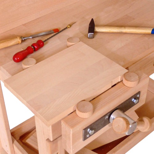 detailreiche - kompakte Hobelbank - nachhaltiges Spielzeug - hochwertige - kinderhobelbank - kreatives Holzspielzeug – Öko Holzspielzeug – Holzspielzeug Motorik – Spielsachen für 3-Jährige – Kinderwerkbank massiv und robust - viele Spielvariationen - lang