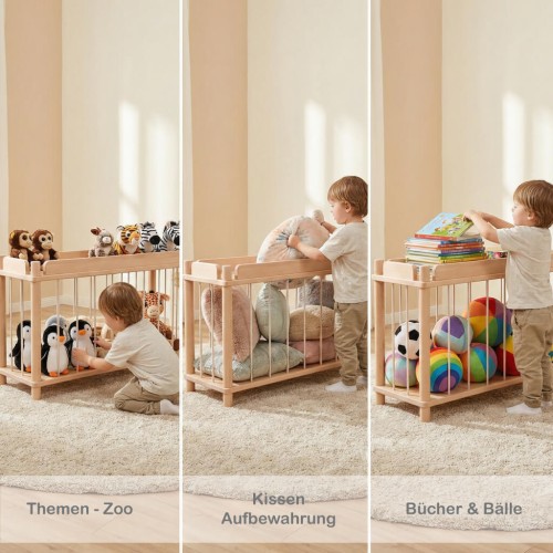 Multifunktionaler Kuscheltier Zoo zur Aufbewahrung von Kuscheltieren, Kissen, Büchern und Spielmaterial