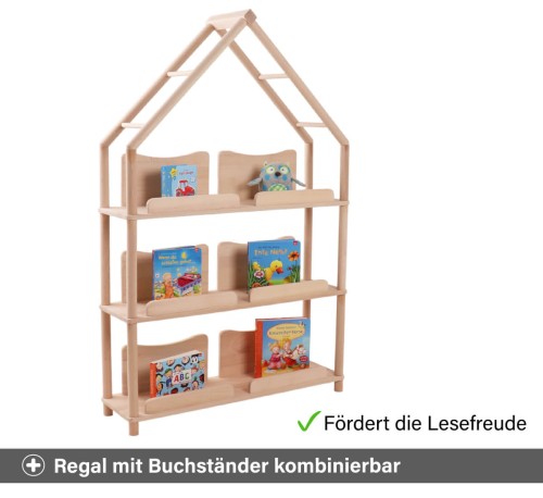 Montessori Regal für das Kinderzimmer - Für Bücher und Kuscheltiere - Fördert die Lesefreude
