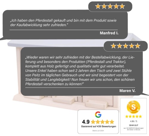 Was unsere Kunden über den Kinder Pferdestall grau sagen