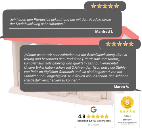 Was unsere Kunden über den Kinder Pferdestall rot sagen