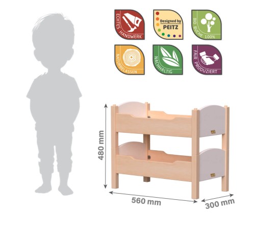 Kinder Puppen Doppelbett weiß Abmessungen