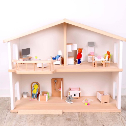 Puppenhaus Badezimmer - Mit Dusche, Badewanne, Waschtisch, Toilette