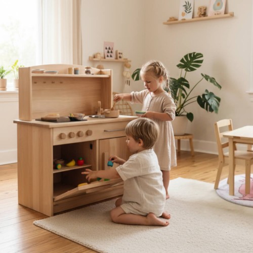 Rapunzel Kinderküche aus Massivholz in geölter Optik