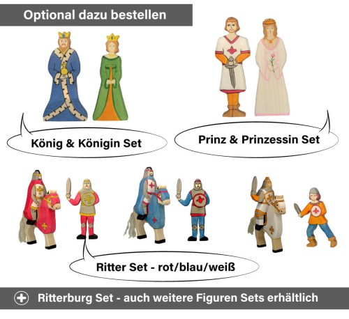 Ritterburg Zubehör Set - König, Königin, Prinz, Prinzessin, Ritter