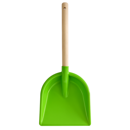 Grüne Kinderschaufel mit Holzstiel