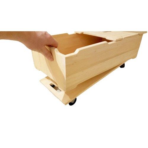 Spielkiste Rollbrett aus Holz - stapelbar
