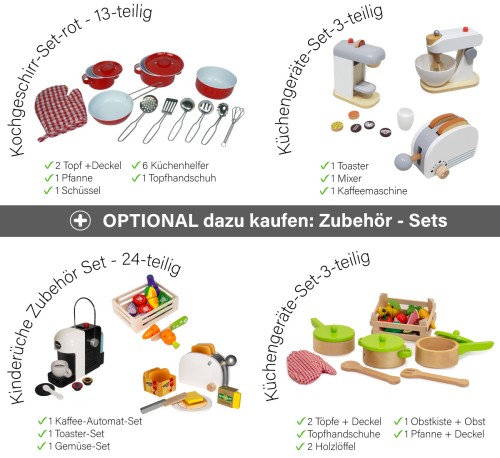 Spielküche aus Holz - optional mit Set