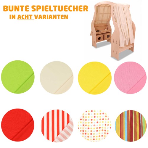 Verschiedenen Spieltuchfarben für Spielständer-Dachbogen.
