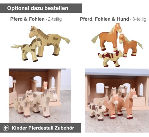 Pferdestall Zubehör - Pferd und Fohlen oder Pferd, Fohlen und Hund