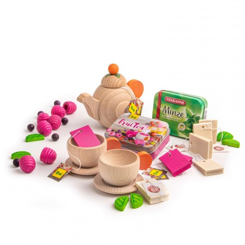 Teebeutel Minze mit optionaler Teekanne als Zubehör für den Kinderküche Teeservice